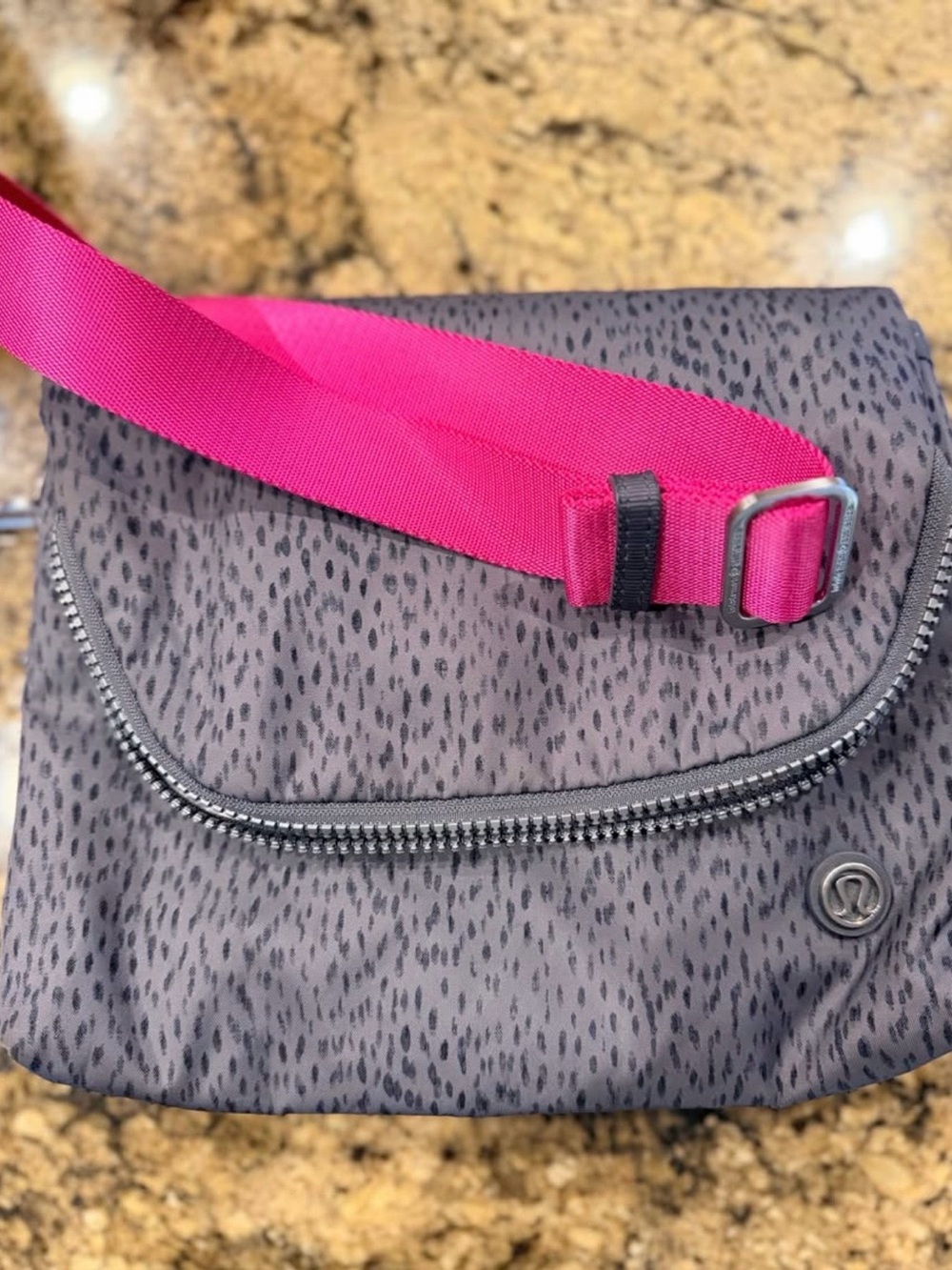 lululemon athletica Gray Crossbody Bag with Hot Pink Strap